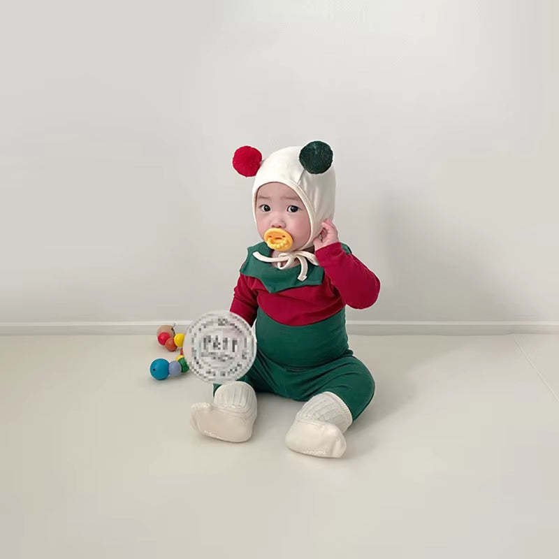 Ins Style Baby Chic Christmas Clothing Sets Romper High Waist Pants Hat Sets Newborn Infant Baby Girl Boy Xmas Outfits