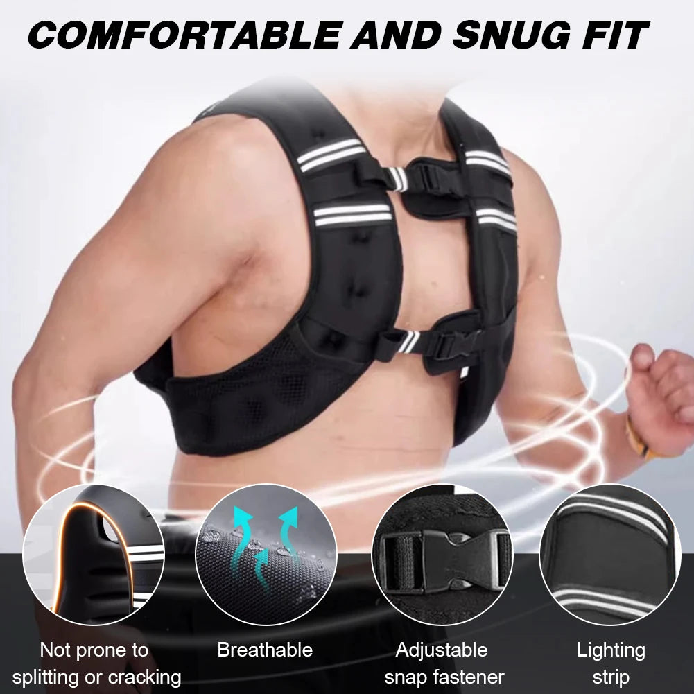 Weighted Vest 5KG Body Weight Vest Exercise Set with Reflective Stripe Double Adjustable Buckle Straps Home Gym Equipment