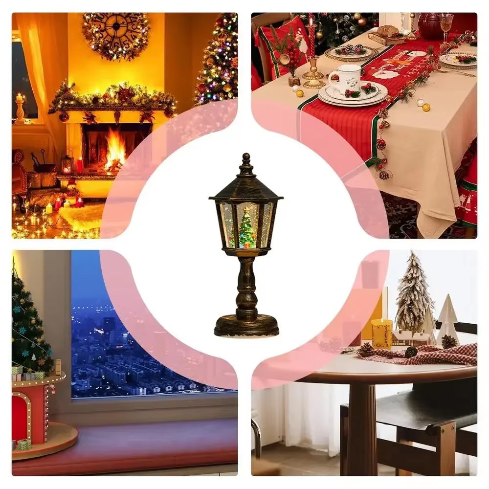 Battery-Powered Indoor Christmas Lanterns Featuring Santa Claus and Snowman Designs for Holiday Home Decor