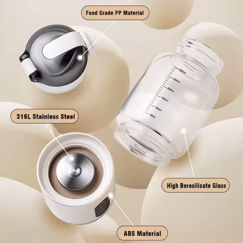 Wirless Electric Baby Bottle Heater for Milk USB Rechargeable +1/+1℃ Temperature Control & Display Portable Baby Bottle Warmer