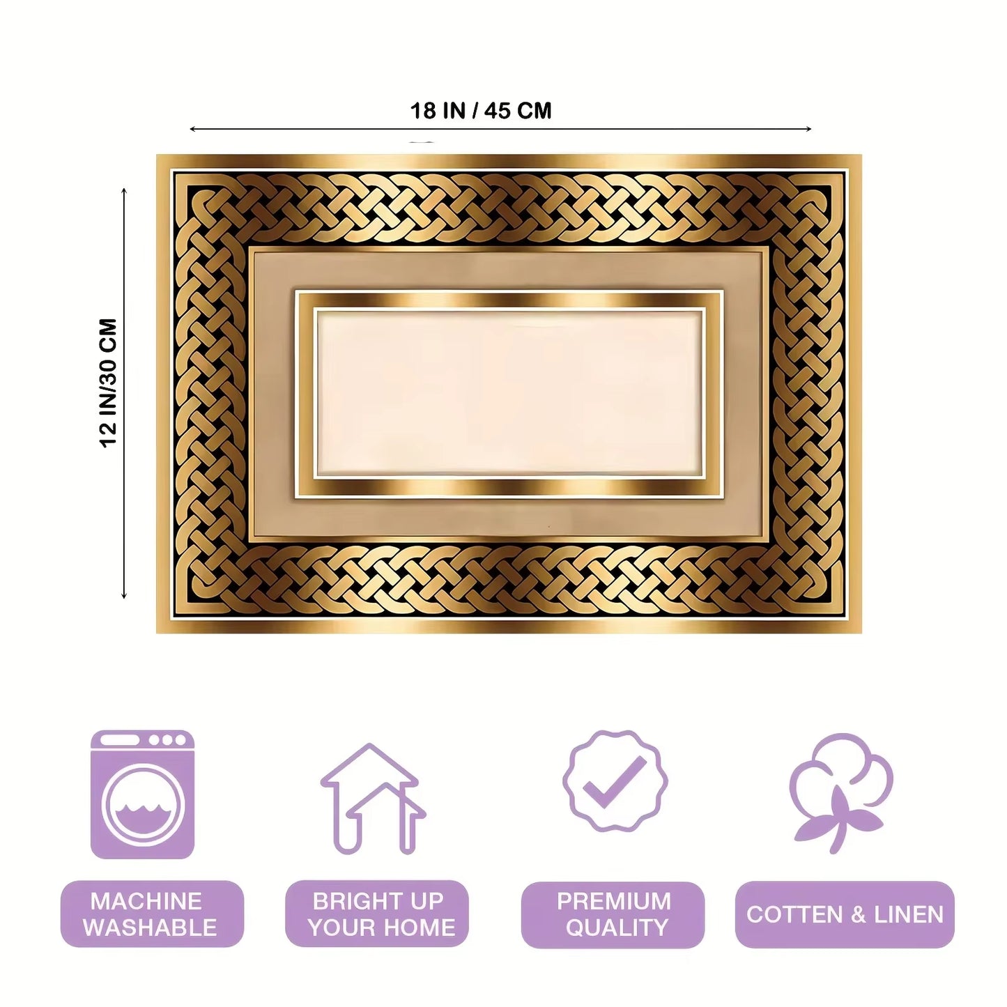 Set of 4 Elegant Golden Pattern Placemats – Perfect for Dining Rooms, Kitchens, Coffee Tables, Restaurants, and Home Decor