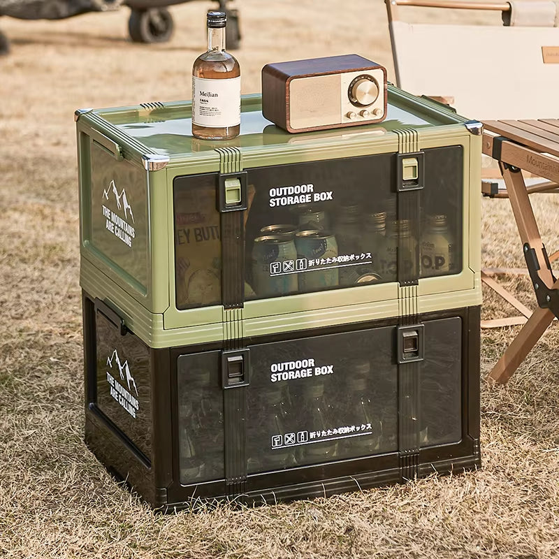 Multi-Layer Foldable Storage Box with Lid - Durable Trunk Organizer for Camping, Picnics, and Vehicle Storage