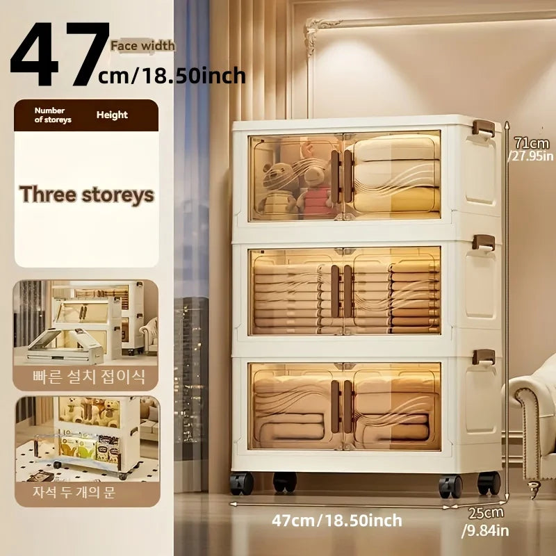 Foldable Storage Box with Transparent Door - Ample, Sturdy, and Effortless Assembly - Perfect for Organizing Apparel, Literature, Toys, and More