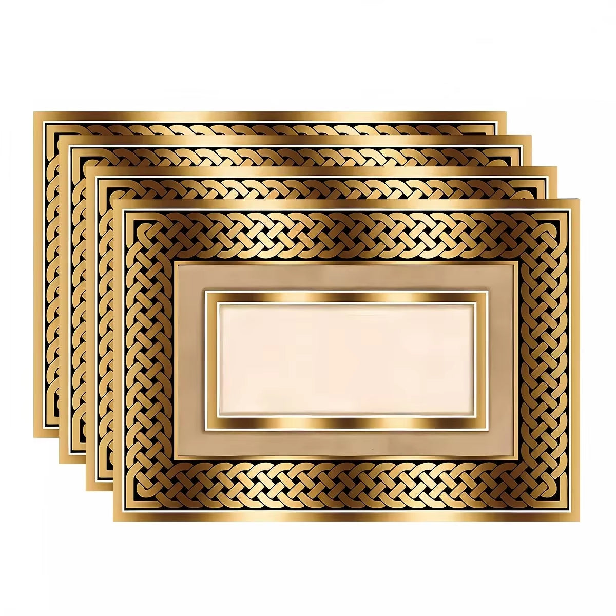 Set of 4 Elegant Golden Pattern Placemats – Perfect for Dining Rooms, Kitchens, Coffee Tables, Restaurants, and Home Decor
