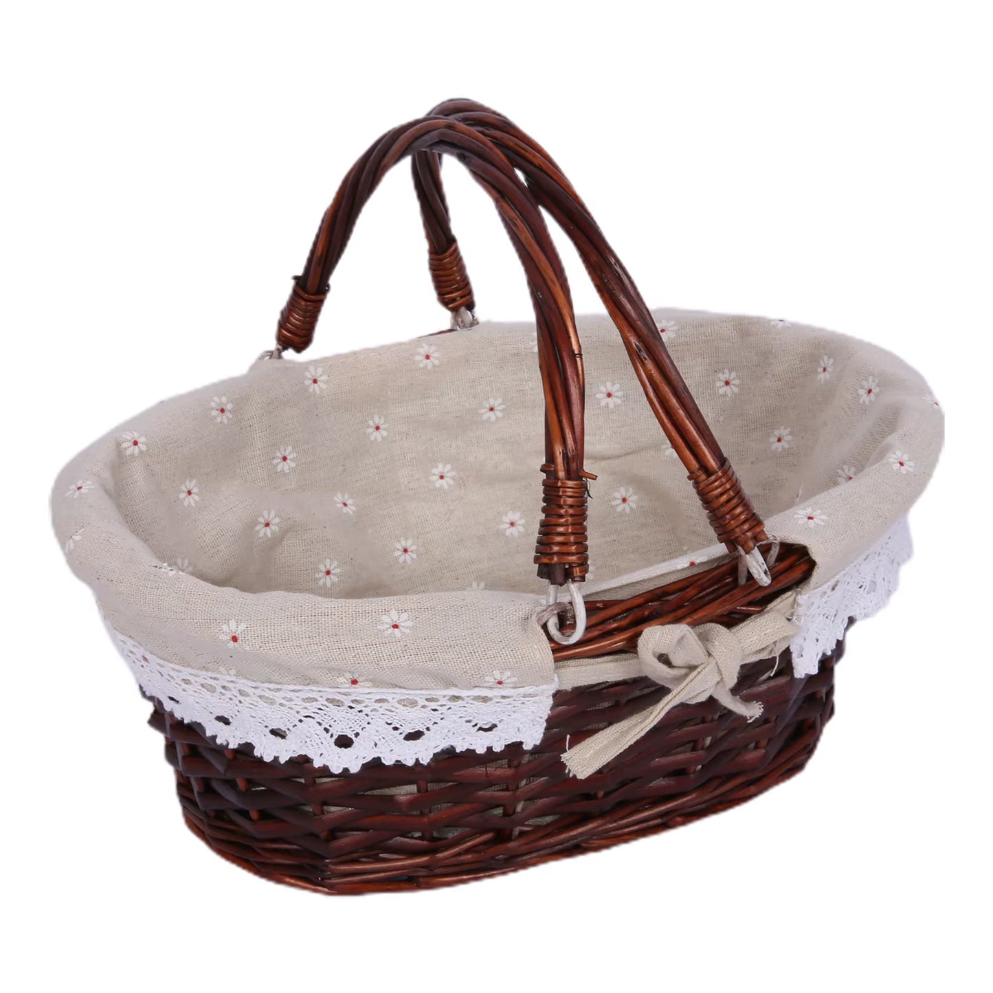 ZK30 Rustic Willow Wicker Picnic Basket with Handle for Outdoor Activities