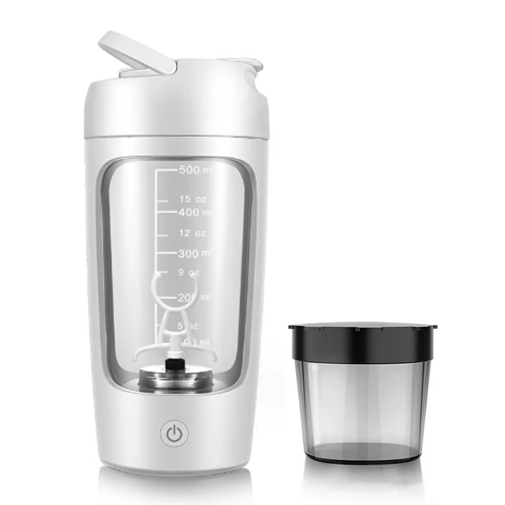650Ml Electric Protein Shaker Cup with Powder Storage Container Mixer Cup Gym Sport Water Bottles with Wire Whisk Ball Drinkware