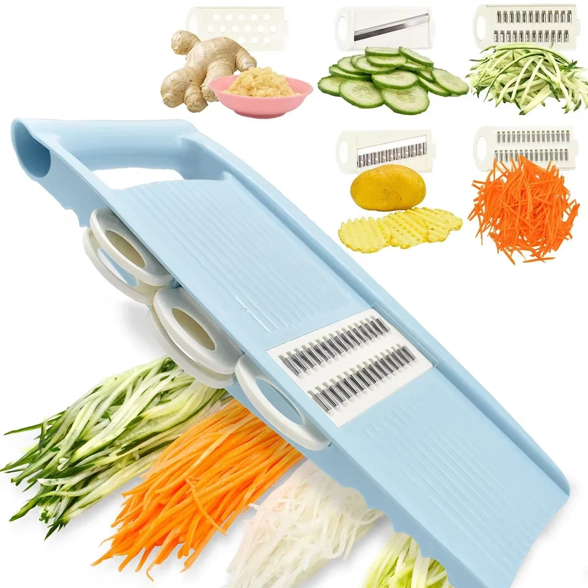 5-in-1 Mandoline Slicer with Multi-Blade Design for Versatile Vegetable and Potato Cutting