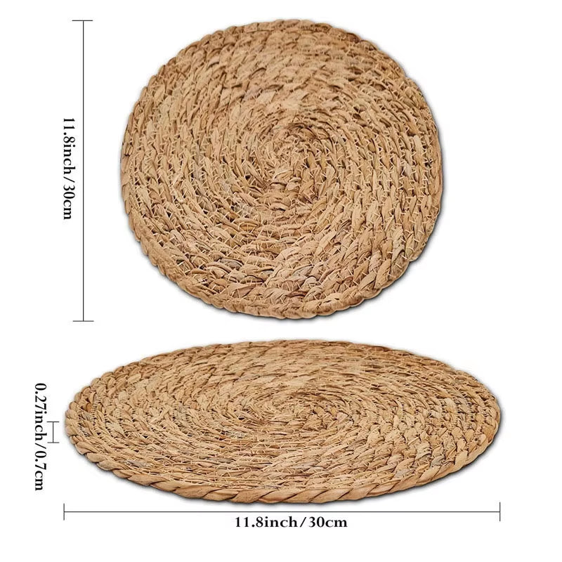 Handwoven Rattan Round Pot Mats - Natural Heat Insulation Placemats for Dining and Wedding Decor