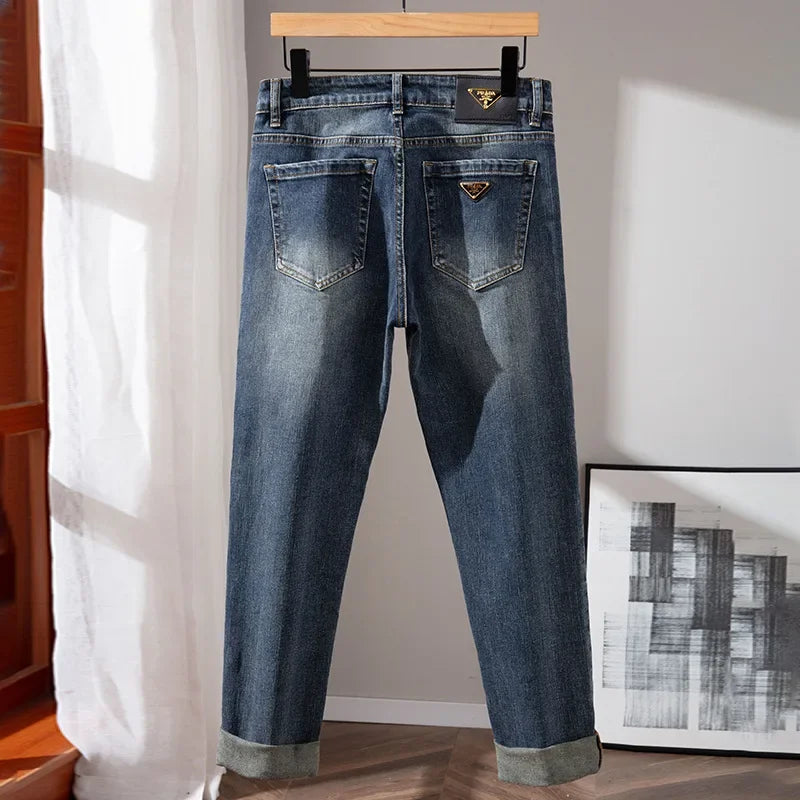 Milan Premium European Quality Autumn/Winter Men'S Jeans Slims Smooths Your Silhouette Loose Straight Stretchy Vintage Trousers
