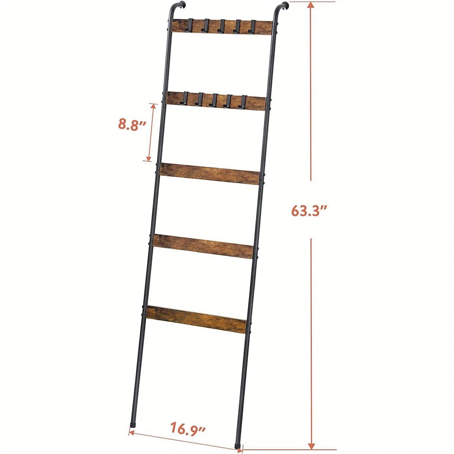 Blanket Ladder, a Five-Tier Blanket Storage Rack Equipped with 10 Detachable Hooks