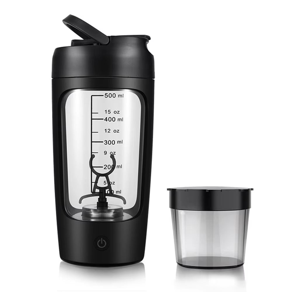 650Ml Electric Protein Shaker Cup with Powder Storage Container Mixer Cup Gym Sport Water Bottles with Wire Whisk Ball Drinkware