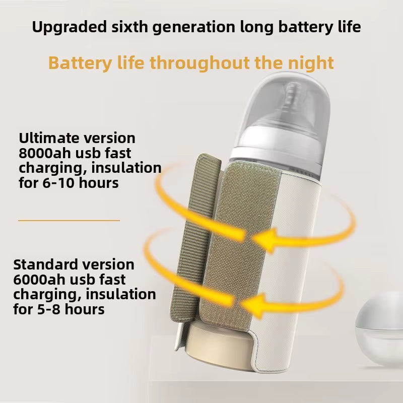 6000/10000Mah Rechargeable Baby Bottle Warmer Baby Feeding Bottle 4-10Hrs Smart Temperature Control Newborn Bottle Warmer Sleeve