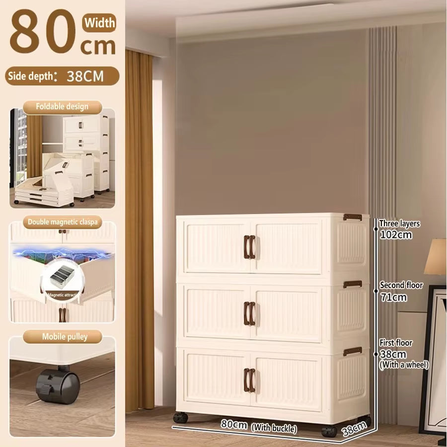 Extra Large Capacity Foldable Storage Cabinet for Household Items, Clothes, Toys, and Snacks