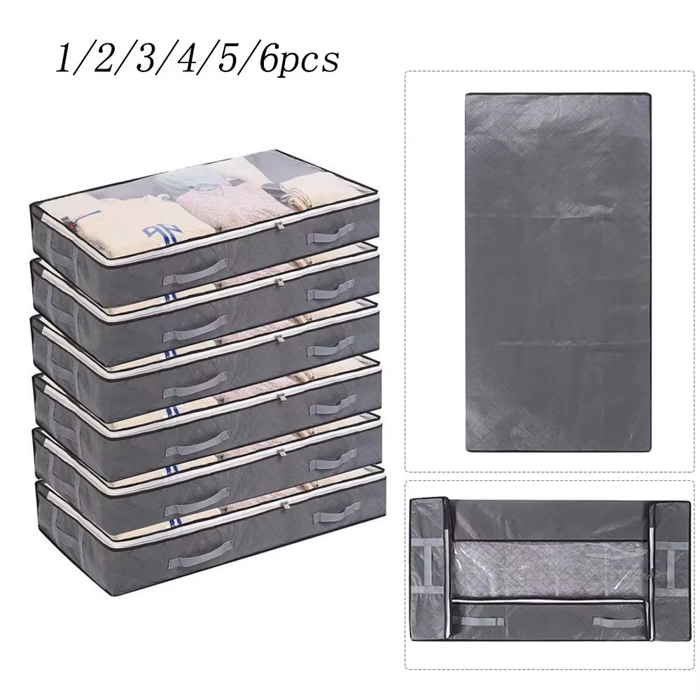 Large Capacity Foldable Quilt Storage Bags - Underbed Dustproof Storage Boxes for Clothes and Bedding (1-6 PCS)
