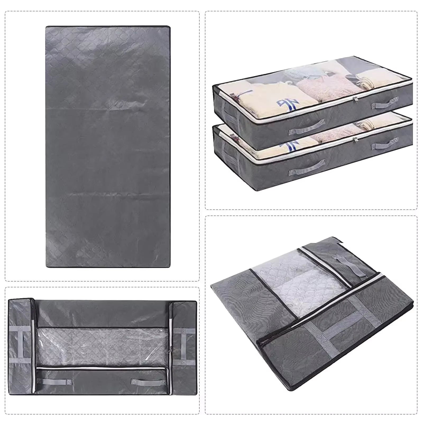 Large Capacity Foldable Quilt Storage Bags - Underbed Dustproof Storage Boxes for Clothes and Bedding (1-6 PCS)