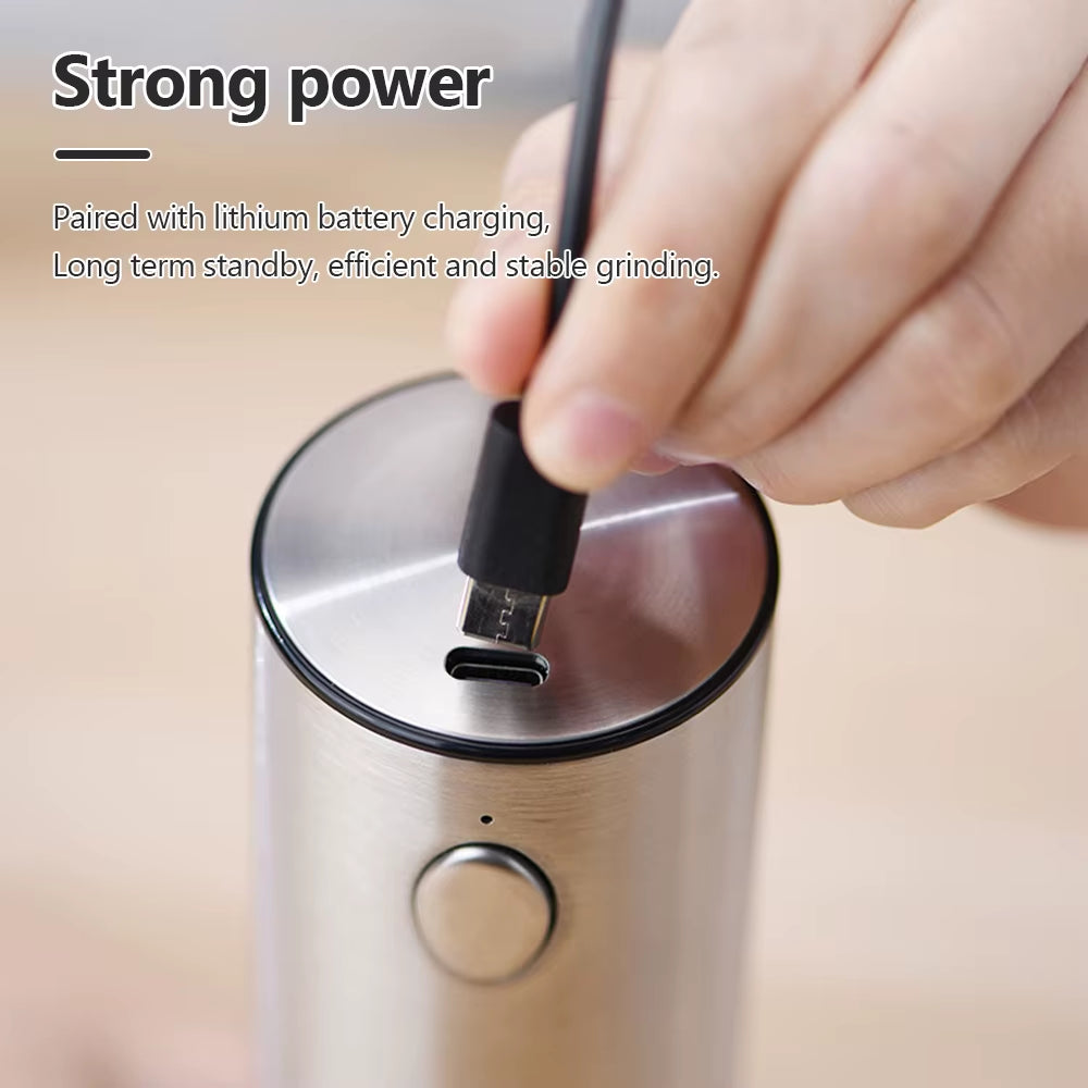 Stainless Steel Electric Pepper Grinder - USB Rechargeable Adjustable Coarseness Spice Mill for Kitchen Use