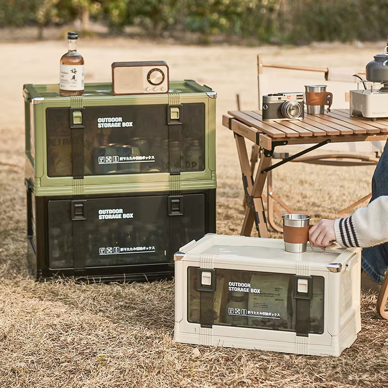 Multi-Layer Foldable Storage Box with Lid - Durable Trunk Organizer for Camping, Picnics, and Vehicle Storage