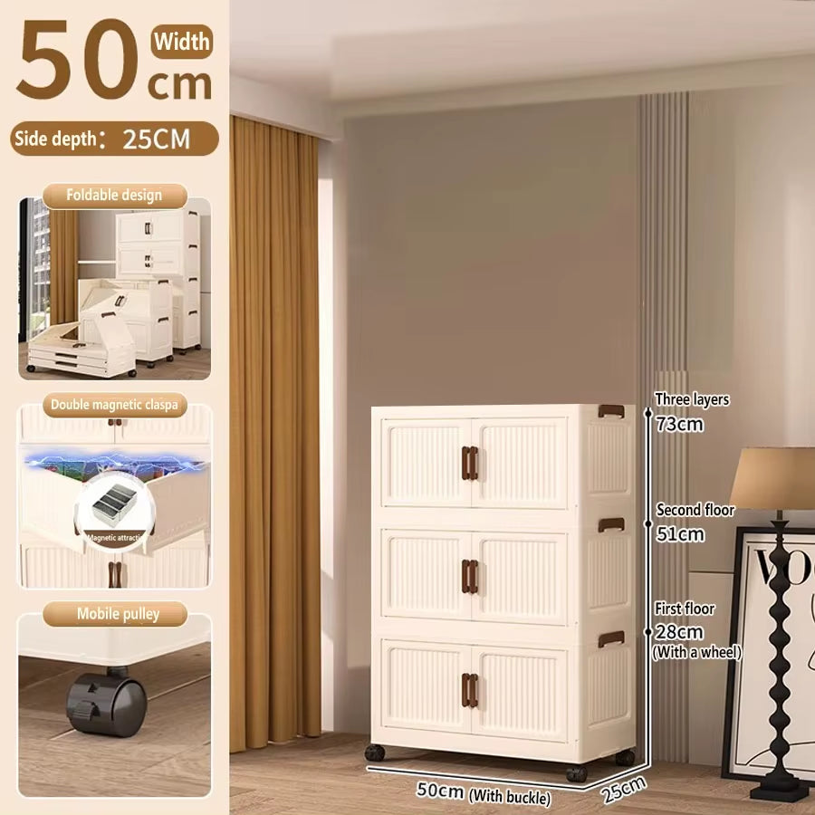 Extra Large Capacity Foldable Storage Cabinet for Household Items, Clothes, Toys, and Snacks
