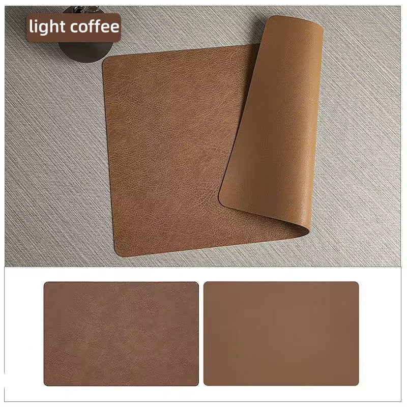 Faux Leather Placemats - Set of 1/4/6 Pieces, Heat Resistant, Non-Slip, Waterproof, Double-Sided Kitchen Dining PU Table Mats