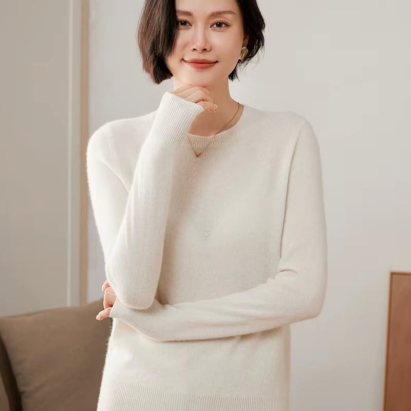 100% Pure Goat Cashmere Knitted Pullovers Hot Sale O-Neck Sweaters Women Soft High Quality Ladies Jumpers Clothes