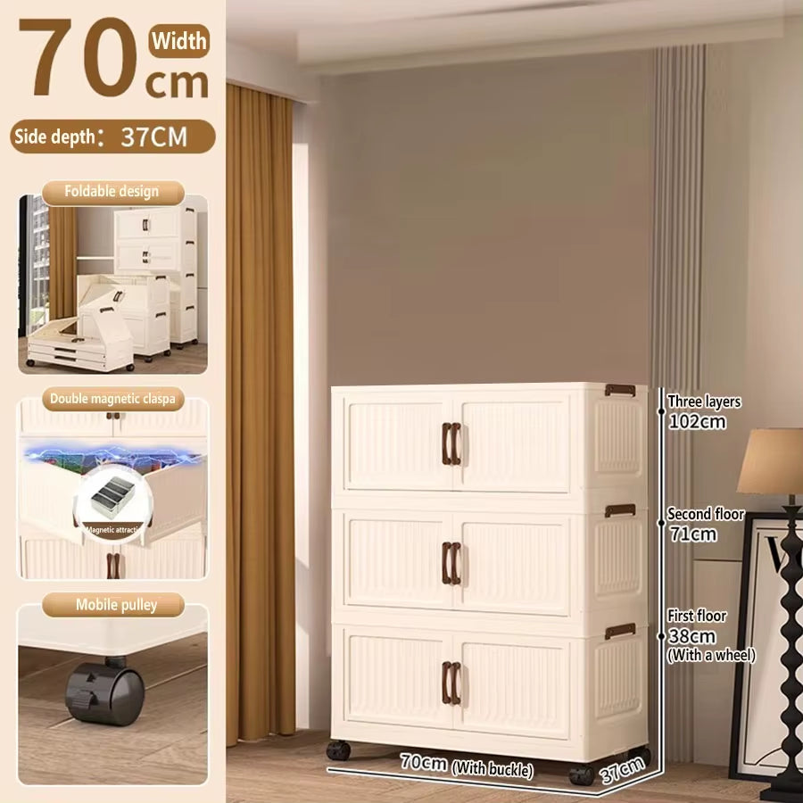 Extra Large Capacity Foldable Storage Cabinet for Household Items, Clothes, Toys, and Snacks