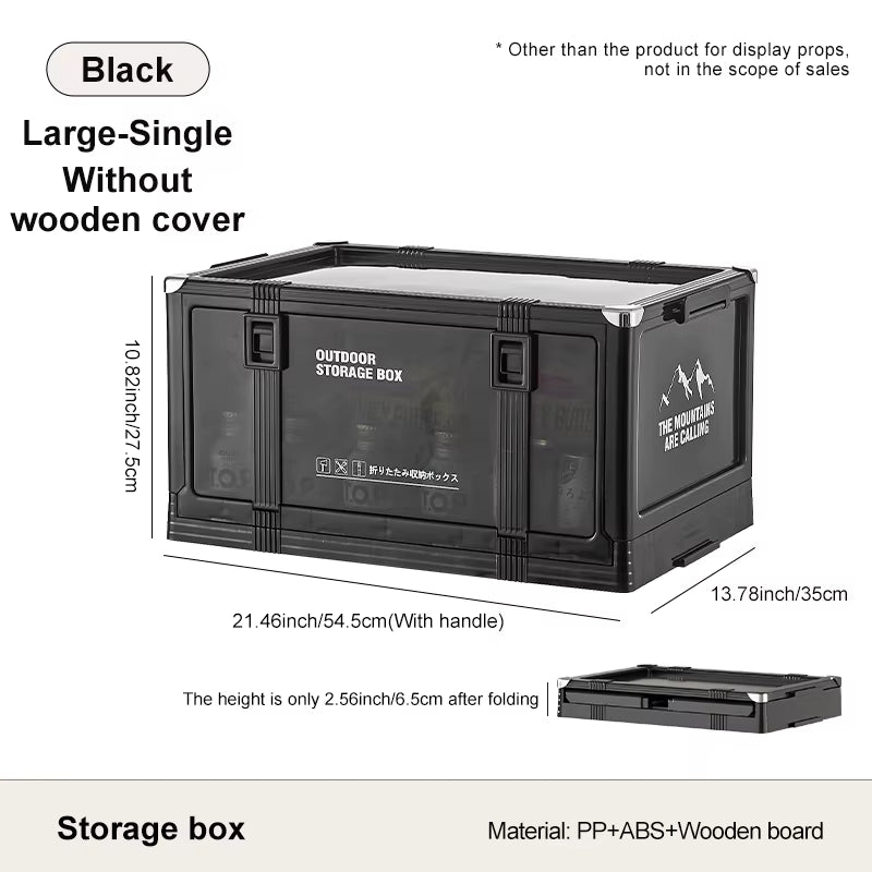 Multi-Layer Foldable Storage Box with Lid - Durable Trunk Organizer for Camping, Picnics, and Vehicle Storage