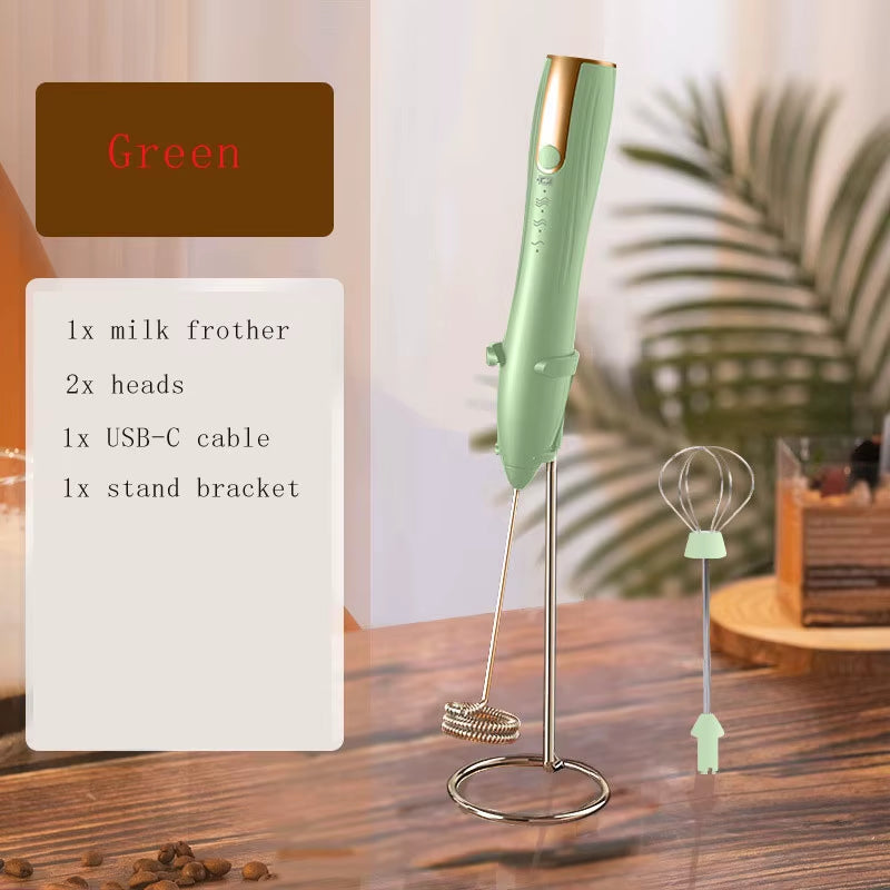 Electric Rechargeable Handheld Milk Frother and Foam Maker for Lattes and Coffee