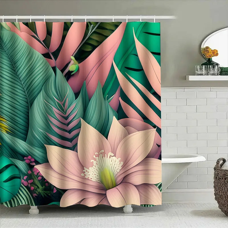 Animal Print Shower Curtain Featuring Playful Dogs Waterproof Bath Fabric Decorative Home Bathroom Accessories with Hook Rings S
