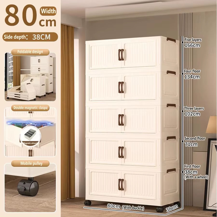 Extra Large Capacity Foldable Storage Cabinet for Household Items, Clothes, Toys, and Snacks