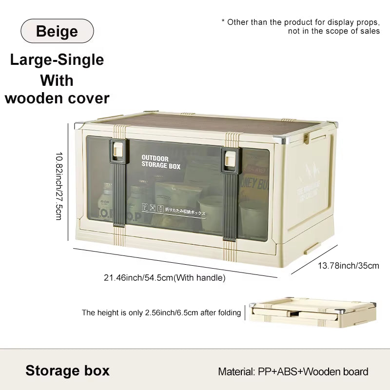 Multi-Layer Foldable Storage Box with Lid - Durable Trunk Organizer for Camping, Picnics, and Vehicle Storage