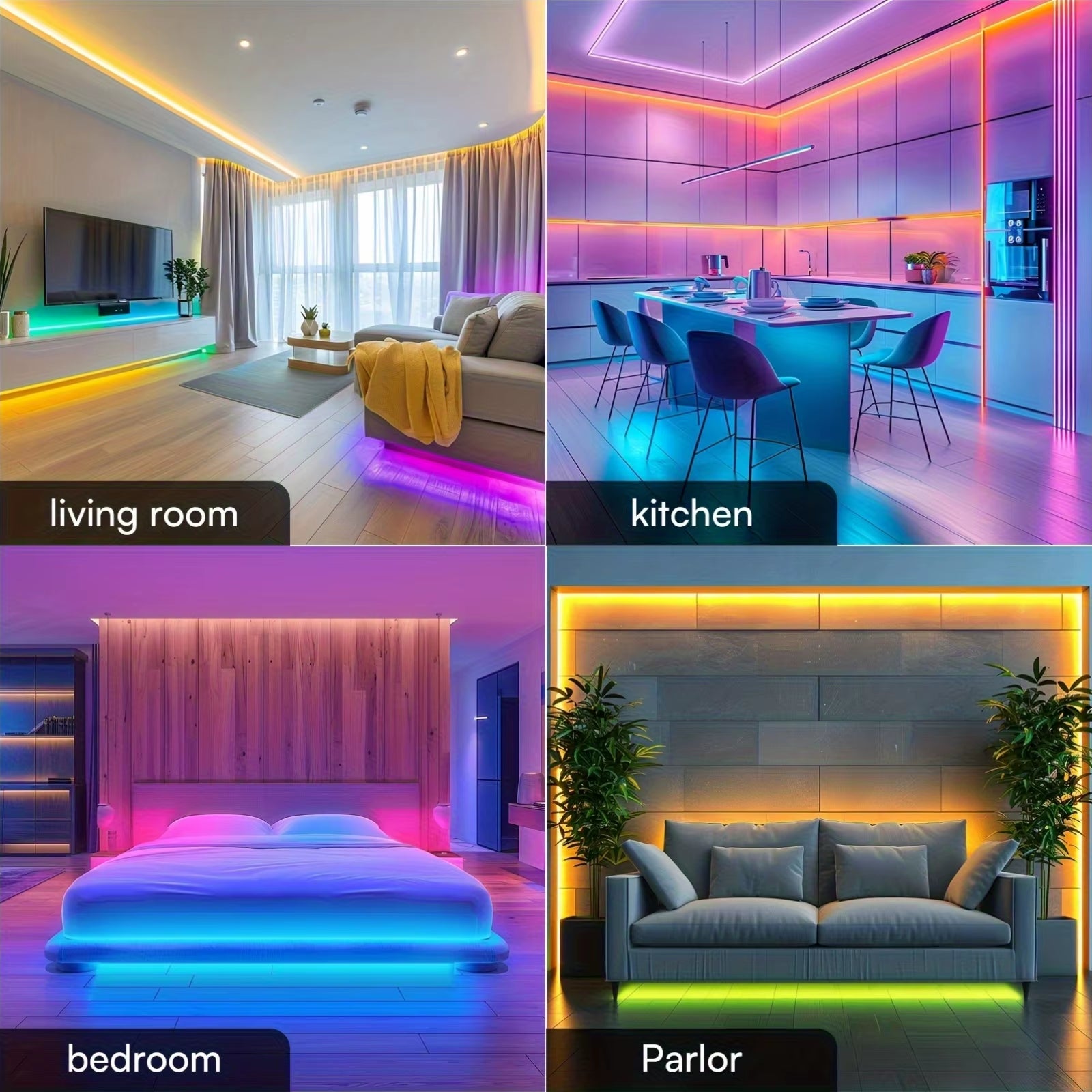 EU Plug DC24V RGB LED Strip Light - Flexible 10M, 30M, and 40M Options with APP Control for Ambient Room Lighting