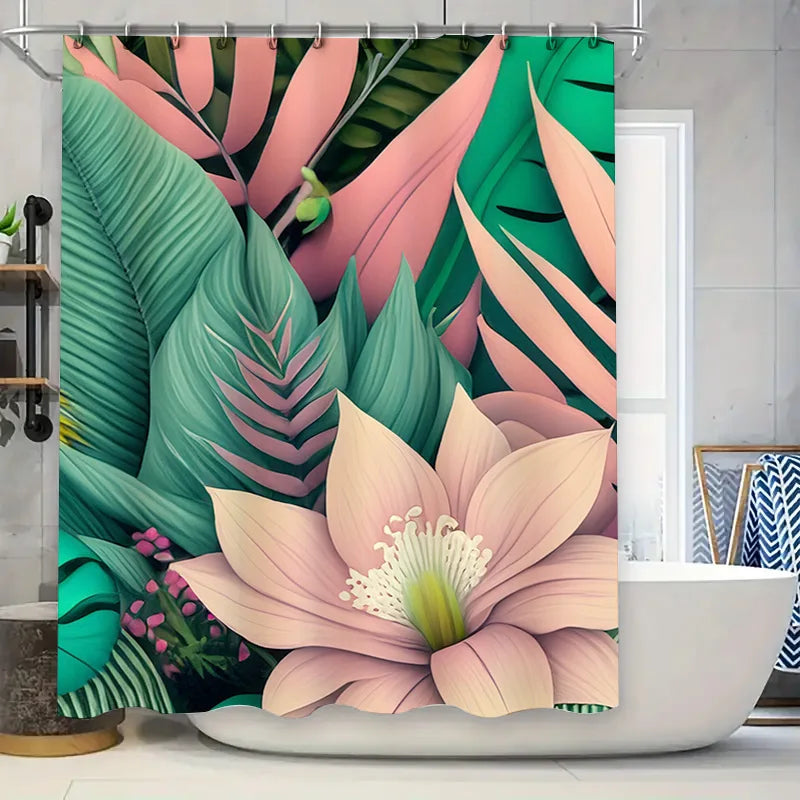 Animal Print Shower Curtain Featuring Playful Dogs Waterproof Bath Fabric Decorative Home Bathroom Accessories with Hook Rings S