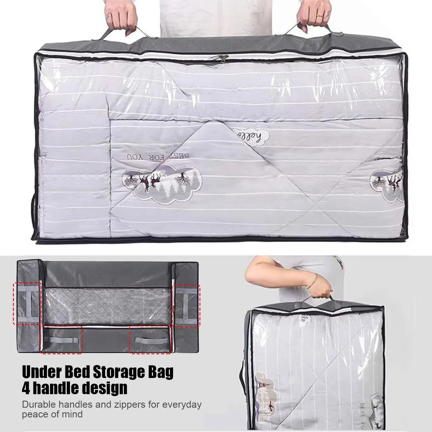 Large Capacity Foldable Quilt Storage Bags - Underbed Dustproof Storage Boxes for Clothes and Bedding (1-6 PCS)