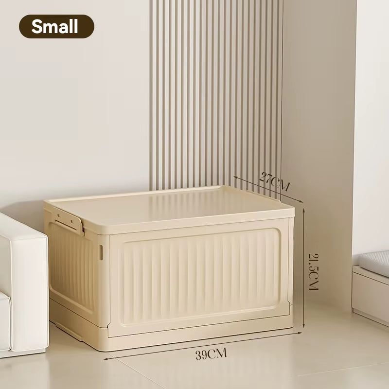 Folding Storage Box - Multifunctional Plastic Organizer Container with Lid for Sundries and Supplies