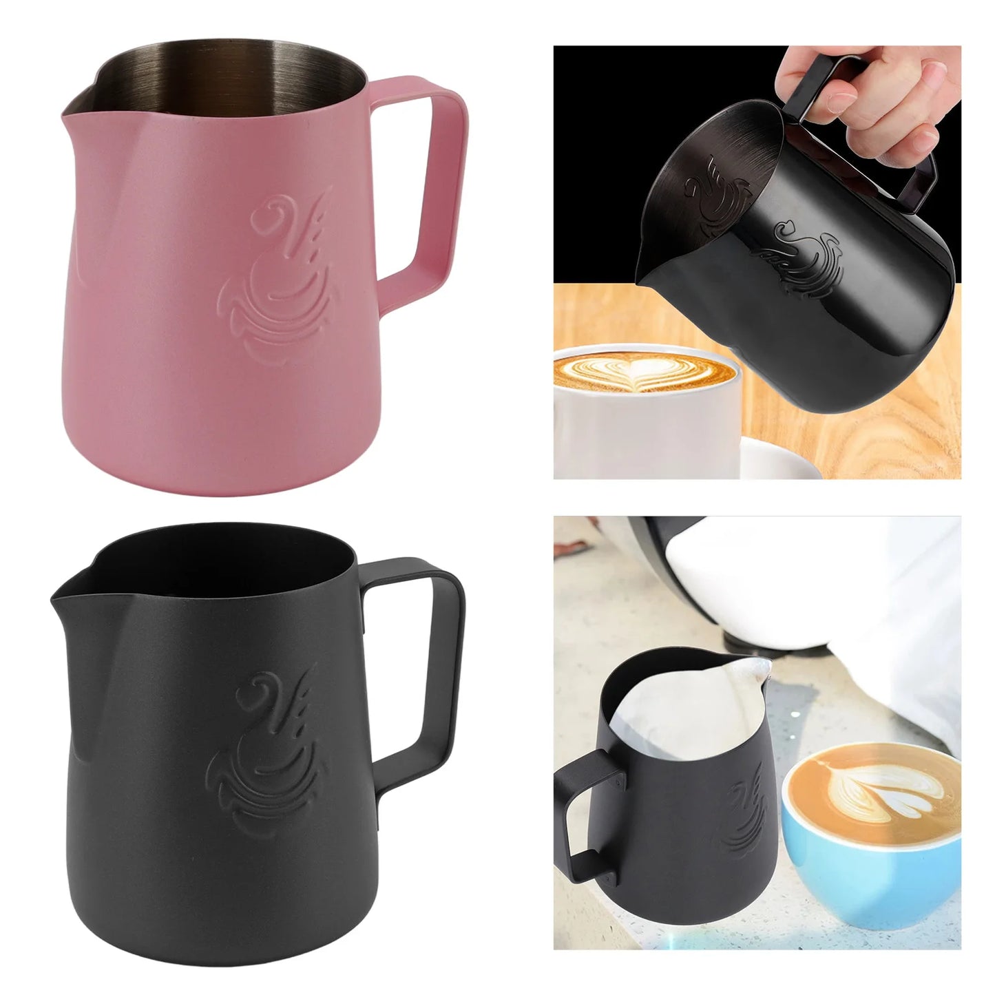 380Ml Milk Steaming Frothing Pitcher Stainless Steel Non-Stick Milk Jug Pull Flower Cup Perfect for Coffee Cappuccino Latte Art