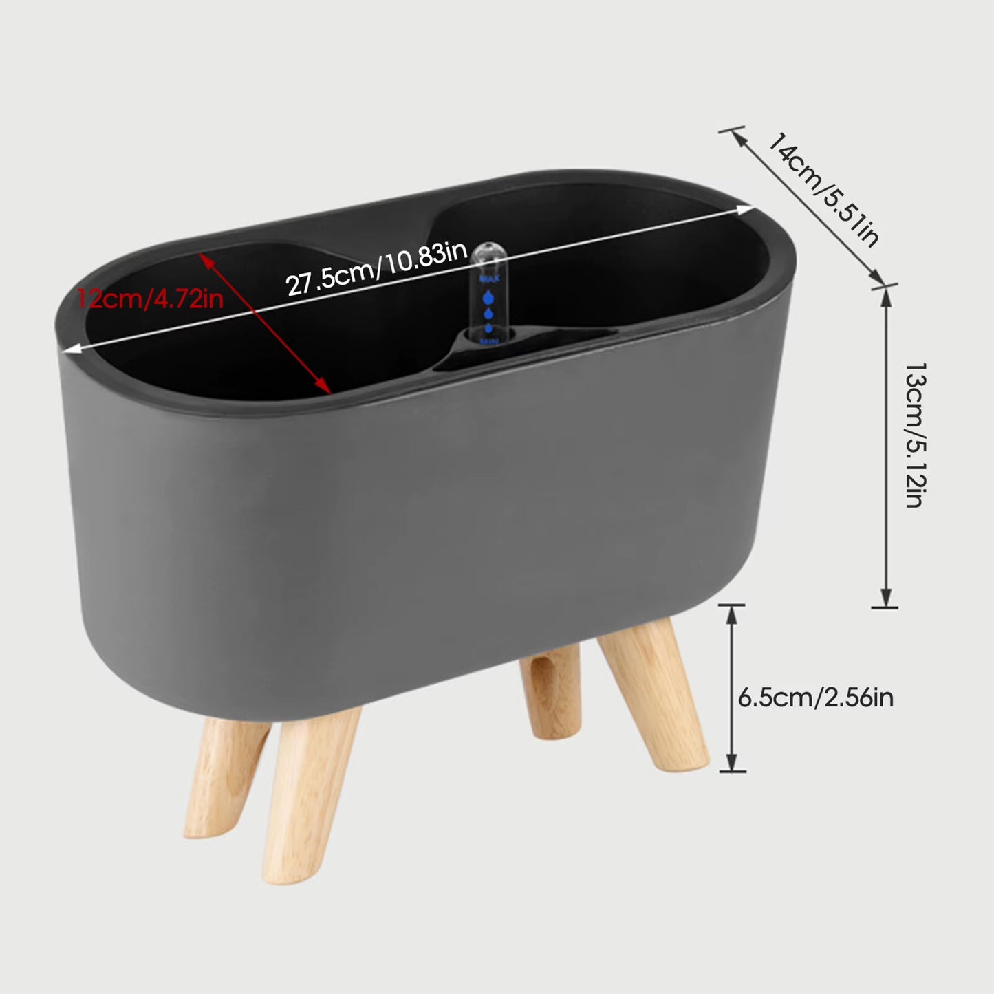 Self-Watering White Flower Pot with Water Level Indicator - Modern Decorative Planter