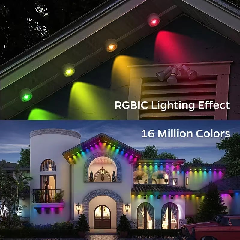 100FT Waterproof RGB LED String Lights with 60 LEDs for Permanent Outdoor Use - Ideal for Christmas, Birthdays, and Holiday Parties