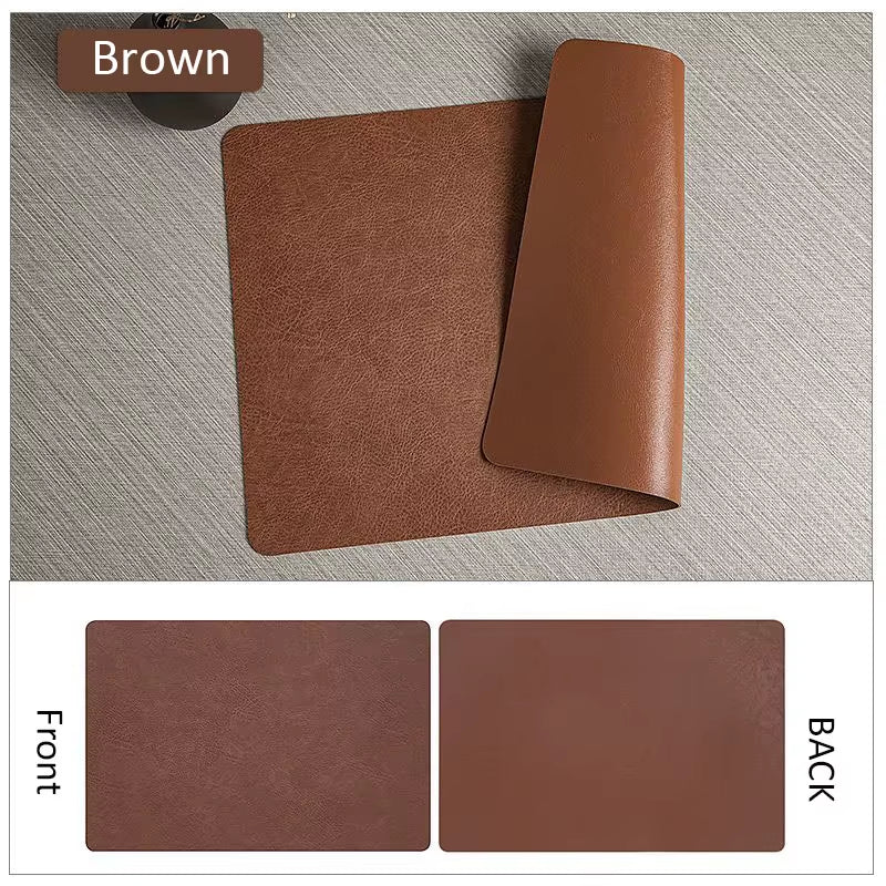 Reversible Leather Kitchen Placemats - Heat Resistant Dining Table Mats for Dishes, Cups, and Coasters