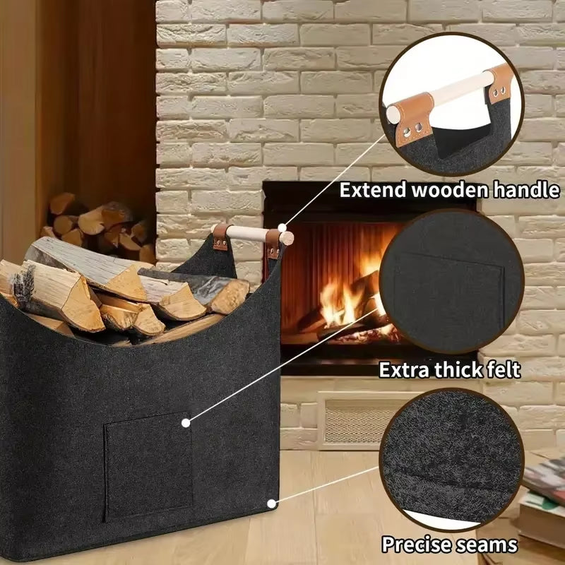 Large Capacity Foldable Firewood Storage Basket for Fireplace and Versatile Organization Solutions