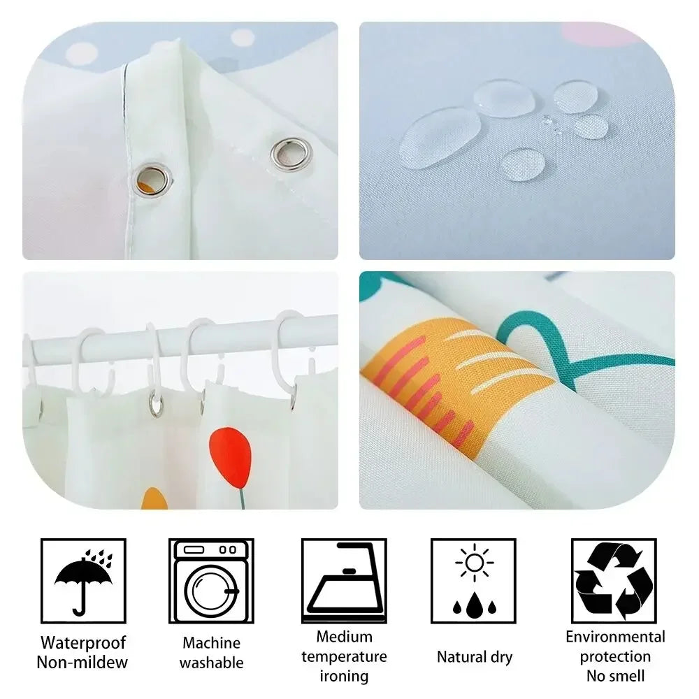 80S Vintage Radio Bathroom Curtains for the Home Shower Shower Curtain Waterproof Folding Partition Accessories Bath Bedrooms
