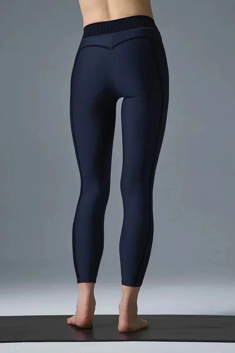 Women'S Air High7/8 Line up Legging Pants Gym Sports Fitness Yoga Set Comfortable Smooth Buckle Bra Elastic Pilates Exercise