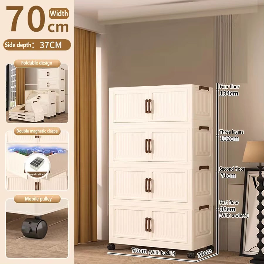 Extra Large Capacity Foldable Storage Cabinet for Household Items, Clothes, Toys, and Snacks