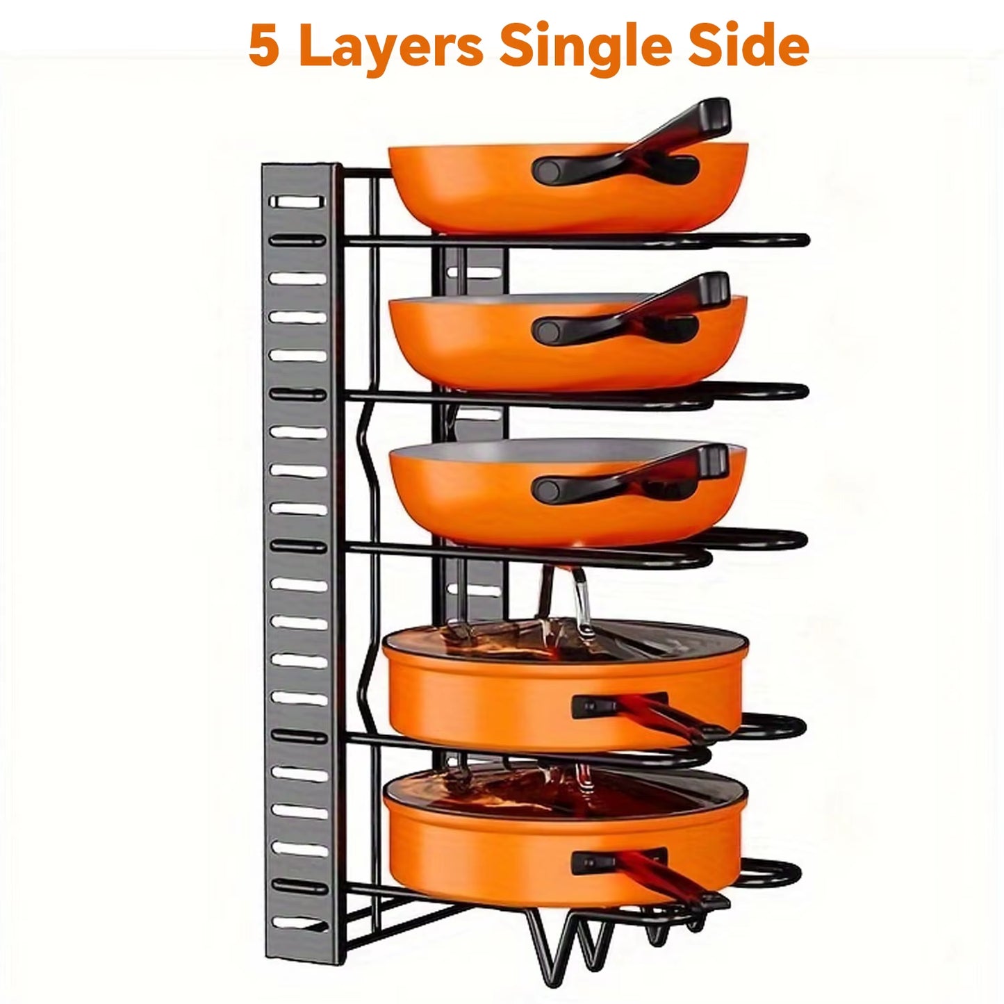8-Tier Duty Pot Rack Organizer Durable Metal,Space-Saving Cabinet Holder for Pots,Pans and Lids-Keep Your Kitchen Neat and Tidy