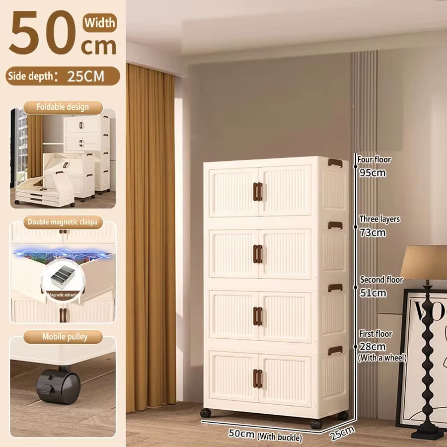 Extra Large Capacity Foldable Storage Cabinet for Household Items, Clothes, Toys, and Snacks