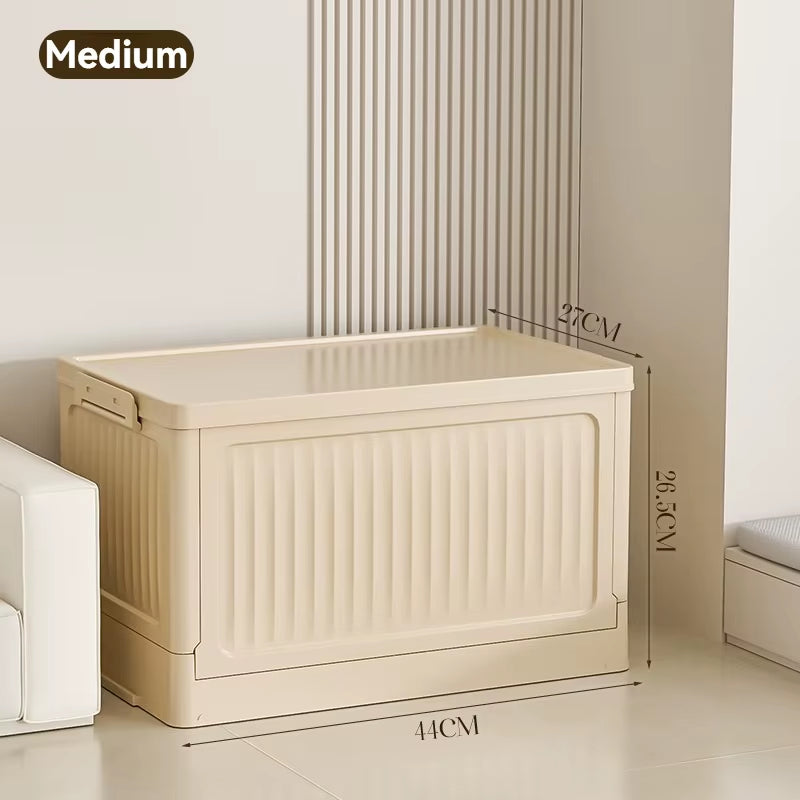 Folding Storage Box - Multifunctional Plastic Organizer Container with Lid for Sundries and Supplies
