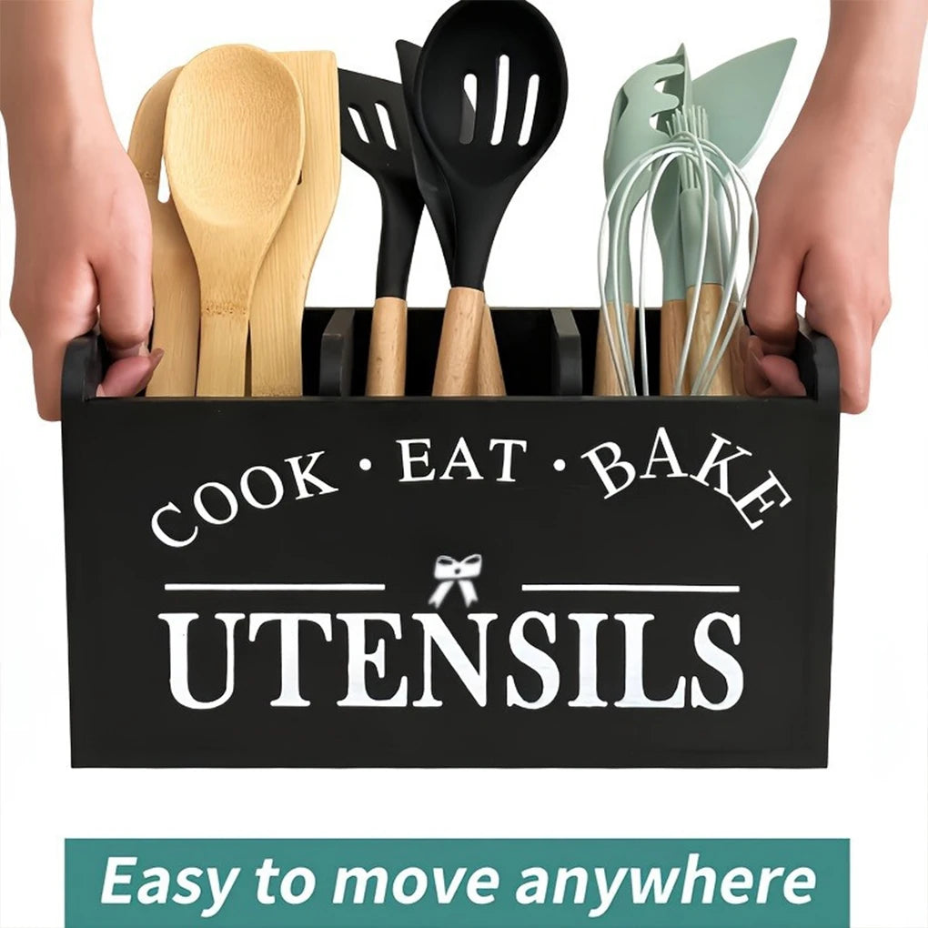 Wooden Storage Rack for Baking Utensils Move around Countertops with Ease for Kitchen Hopsticks Spoon Storage Box Widely Used