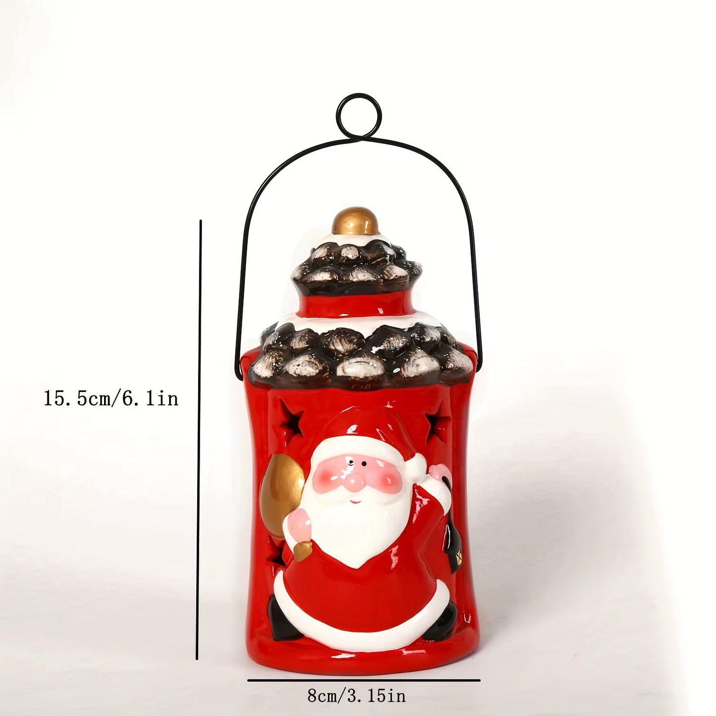 Christmas Ceramic Lantern - Elegant Holiday Candle Holder for Indoor and Desktop Decor
