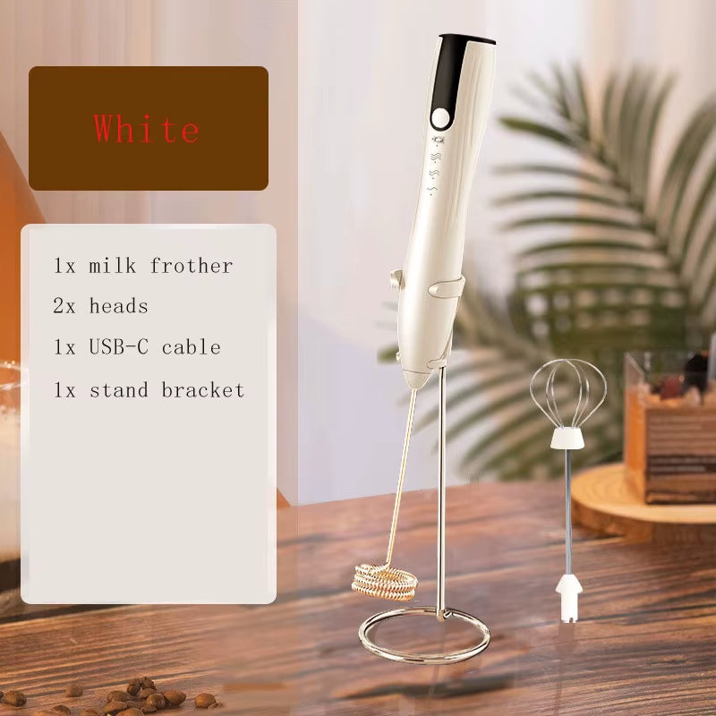 Electric Rechargeable Handheld Milk Frother and Foam Maker for Lattes and Coffee