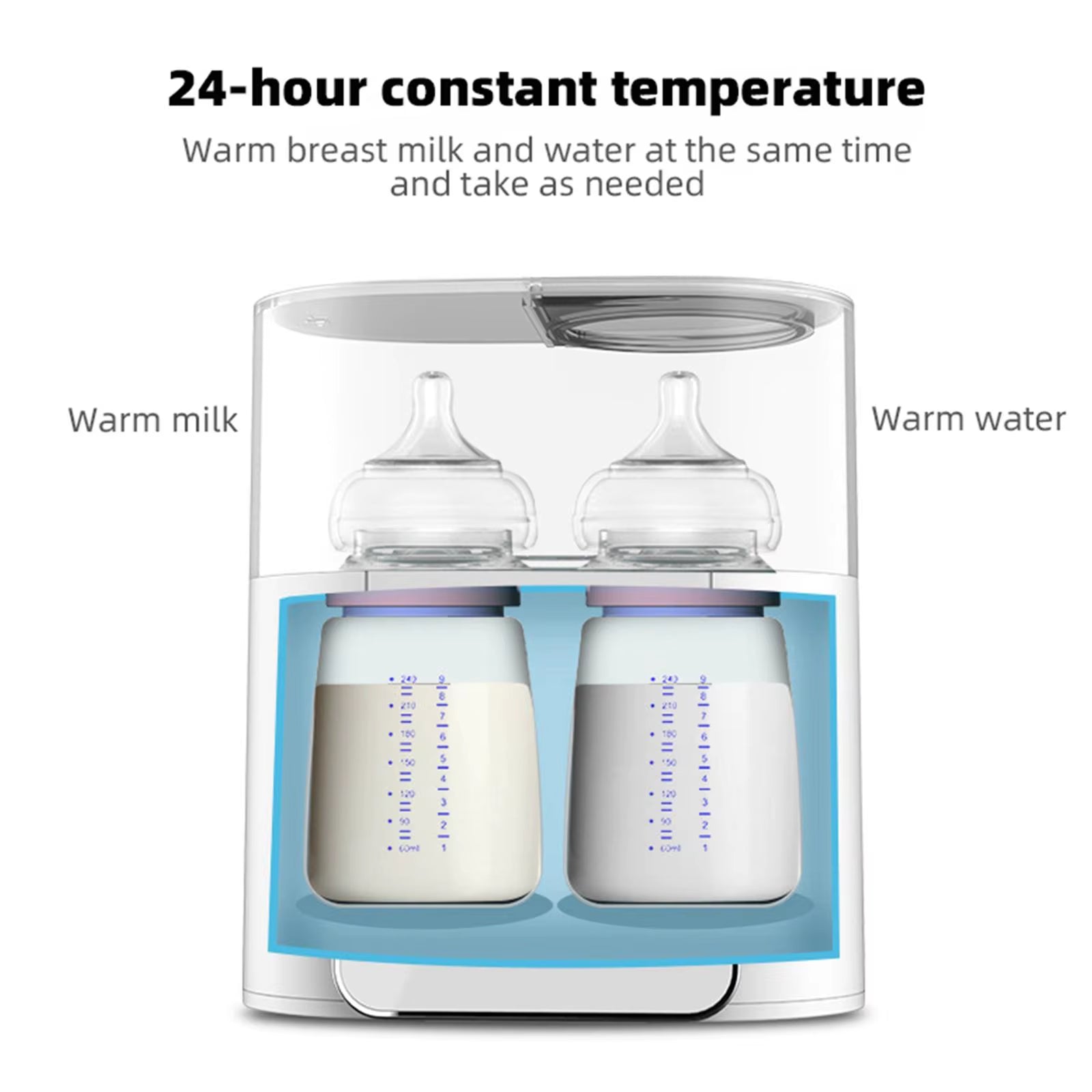 Baby Feeding Bottle Warmer 24Hrs Thermostat Travel Milk Heater Machine Formula and Breastmilk Heating Device for Travel