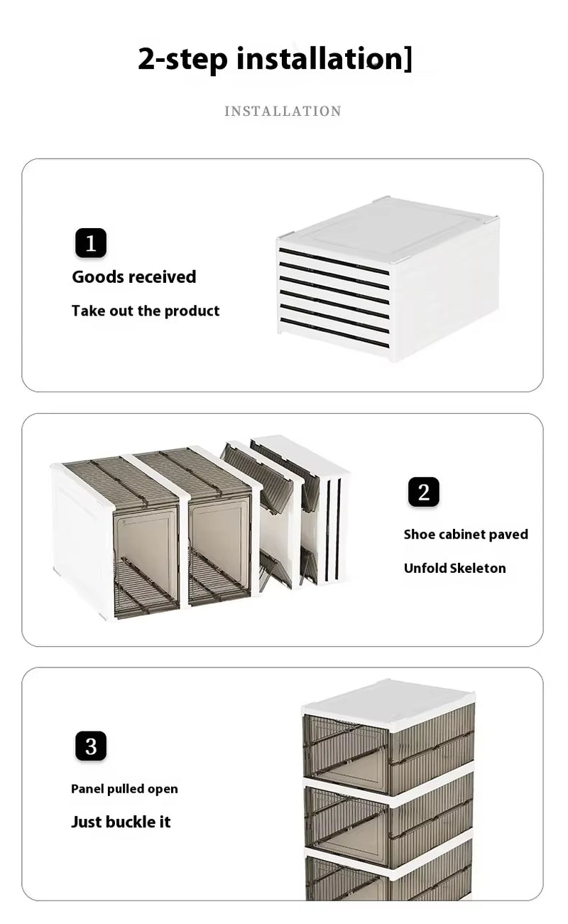 Dustproof 6-Layer Foldable Stackable Transparent Plastic Shoe Organizer Cabinet